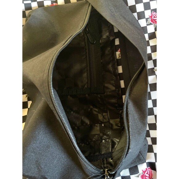 Vans Off The Wall Backpack Black White Checkered With Pink Roses - Picture 7 of 8